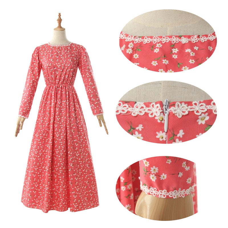 NSPSTT Prairie Dress Women Pioneer Dress Colonial Costume Women Amish Old Fashioned Floral Dresses - Image 5